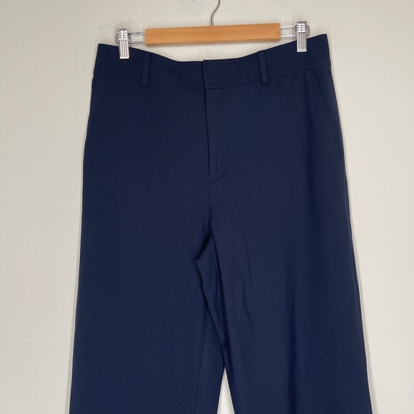 Club Monaco Trousers Pants Womens 10 Wool Blend Navy Blue Straight High rise - Picture 2 of 12